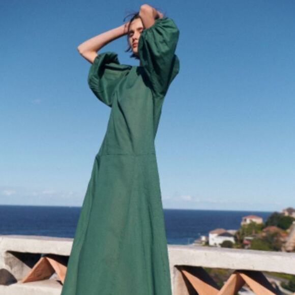 NWOT Matin Studio Green Bohemian Maxi Dress - Picture 4 of 10